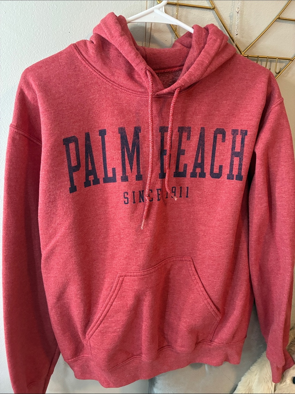 Palm Beach Boutique Coral Red Hoodie with Navy Script